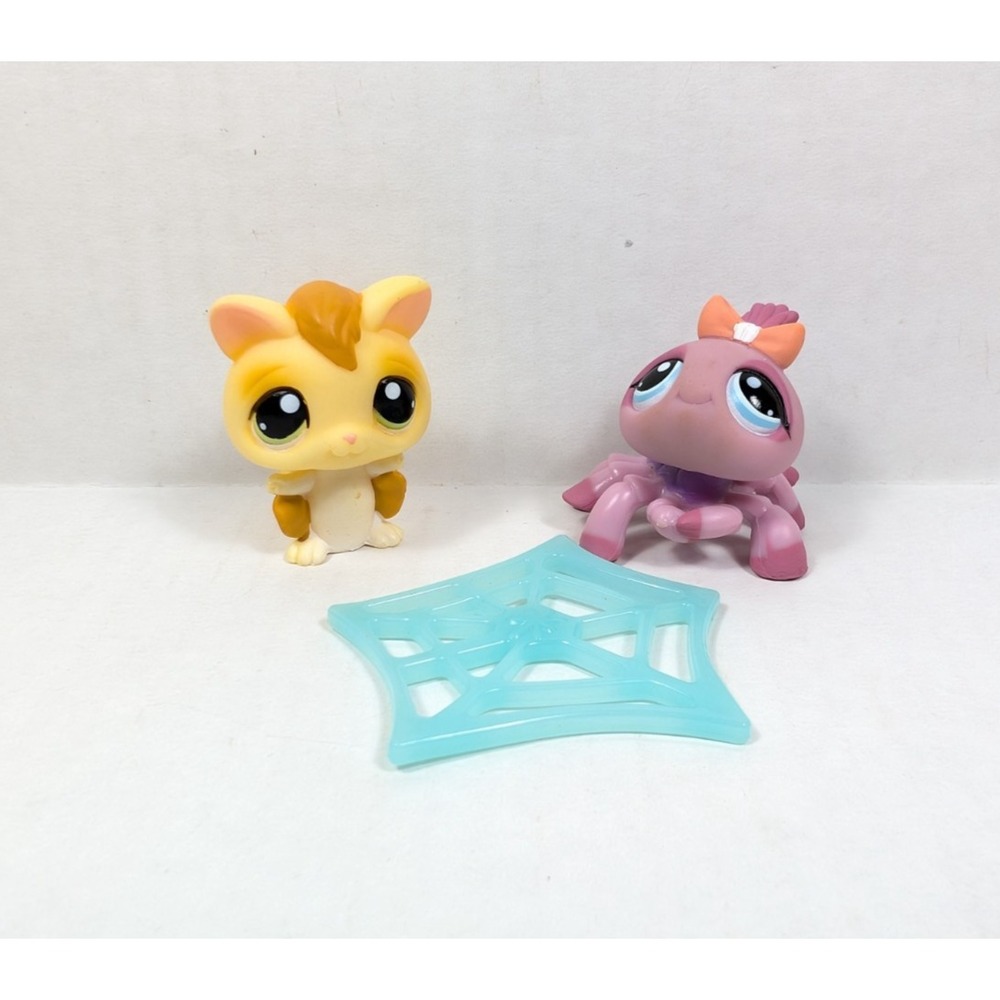 Authentic Littlest Pet Shop #990 #991 Purple Spider & Yellow Flying Squirrel